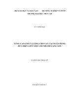 Luận văn thạc sĩ Quản lý Kinh tế: Nâng cao chất lượng cho vay tại Ngân hàng Bưu điện Liên Việt chi nhánh Lạng Sơn