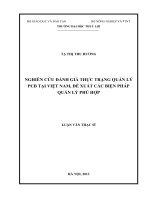 Luận văn thạc sĩ Khoa học Môi trường: Nghiên cứu đánh giá thực trạng quản lý PCB tại Việt Nam, đề xuất các biện pháp quản lý phù hợp