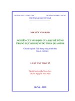 Luận án thạc sĩ Xây dựng công trình thủy: Nghiên cứu ổn định của đập bê tông trọng lực khi bị nước tràn qua đỉnh
