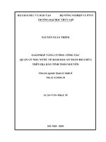Luận văn thạc sĩ Quản lý Kinh tế: Giải pháp tăng cường công tác quản lý nhà nước về đảm bảo an toàn hồ chứa trên địa bàn tỉnh Thái Nguyên