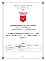 các yếu tố ảnh hưởng đến sự phát triển dịch vụ logistic của các doanh nghiệp tại việt nam