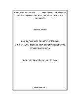 (Luận Văn Thạc Sĩ Quản Lý Văn Hóa) Xây Dựng Môi Trường Văn Hóa Ở Xã Quảng Trạch, Huyện Quảng Xương, Tỉnh Thanh Hóa