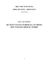 Tiểu luận - kế toán công  - đề tài -  Kế toán  tài sản cố định 211 , 213 trong đơn vị hành chính sự nghiệp