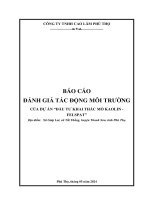 báo cáo đánh giá tác động môi trường của dự án đầu tư khai thác mỏ kaolin felspat