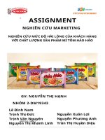 tiểu luận nghiên cứu mức độ hài lòng của khách hàng với chất lượng sản phẩm mì tôm hảo hảo