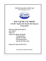 bài tập đề tài nhóm ngành kinh doanh nhà hàng tại trung quốc