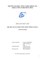 báo cáo thực tập hệ đề xuất khuyến mãi tiềm năng fresher developer