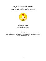 Tiểu luận - kế toán công -  đề tài - KẾ TOÁN PHẢI THU KHÁC (138) VÀ PHẢI TRẢ KHÁC (338) THEO THÔNG TƯ 107