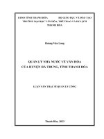(Luận Văn Thạc Sĩ Quản Lý Công) Quản Lý Nhà Nước Về Văn Hóa Của Huyện Hà Trung, Tỉnh Thanh Hóa
