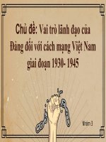 chủ đề vai trò lãnh đạo của đảng đối với cách mạng việt nam giai đoạn 1930 1945