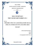 Báo cáo kết quả thực hành nghề nghiệp - Tiềm hiểu công tác lập kế hoạch điều độ tại công ty cổ phần ICD Tân Cảng Sóng Thần năm 2017