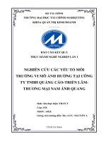 Báo cáo kết quả thực hành nghề nghiệp - nghiên cứu các yếu tố môi trường vi mô ảnh hưởng tại công ty TNHH quảng cáo triển lãm thương mại Nam Ánh Quang
