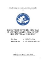 BÀI DỰ THI CUỘC THI TÌM HIỂU BÁC HỒ VỚI THÁI NGUYÊN – THÁI NGUYÊN HỌC TẬP VÀ LÀM THEO BÁC