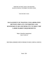 tóm tắt: Quản lí liên kết đào tạo của trường đại học tư thục với doanh nghiệp tại thành phố Hồ Chí Minh đáp  ứng yêu cầu thị trường lao động