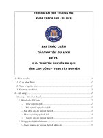 Tiểu luận - TÀI NGUYÊN DU LỊCH - ĐỀ TÀI - KHAI THÁC TÀI NGUYÊN DU LỊCH - TỈNH LÂM ĐỒNG – VÙNG TÂY NGUYÊN
