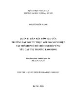 tóm tắt: Quản lí liên kết đào tạo của trường đại học tư thục với doanh nghiệp tại thành phố Hồ Chí Minh đáp  ứng yêu cầu thị trường lao động