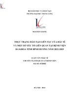 thực trạng đào tạo liên tục của bác sĩ và một số yếu tố liên quan tại bệnh viện đa khoa tỉnh bình dương năm 2022 2023