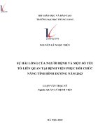 sự hài lòng của người bệnh và một số yếu tố liên quan tại bệnh viện phục hồi chức năng tỉnh bình dương năm 2023