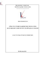 công tác xã họi tại bệnh viện trung ương quân đội 108 và một số yếu tố liên quan năm 2023