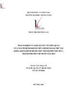 trải nghiệm và một số yếu tố liên quan của người bệnh khám chữa bệnh ngoại trú tại khoa khám bệnh bệnh viện thành phố thủ đức thành phố hồ chí minh năm 2023