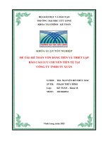 (Khoá Luận Tốt Nghiệp) Kế Toán Vốn Bằng Tiền Và Thiết Lập Báo Cáo Lưu Chuyển Tiền Tệ Tại Công Ty TNHH Tỷ Xuân