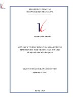nhân lực y tế hoạt động của 6 khoa lâm sàng bệnh viện hữu nghị việt đức năm 2019 2022 và một số yếu tố liên quan