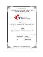 tiểu luận môn quản lý thông tin chuỗi cung ứng đề tài hệ thống quản lý thông tin vận tải