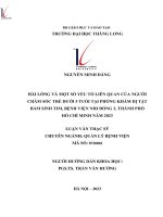 hài lòng và một số yếu tố liên quan của người chăm sóc trẻ dưới 5 tuổi tại phòng khám dị tật bẩm sinh bệnh viện nhi đồng 2 thành phố hồ chí minh năm 2023