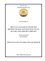 PHÁP LUẬT VỀ GIẢI QUYẾT TRANH CHẤP HỢP ĐỒNG TÍN DỤNG NGÂN HÀNG BẰNG TÒA ÁN, QUA THỰC TIỄN TỈNH THỪA THIÊN HUẾ