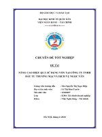 Chuyên đề thực tập: Nâng cao hiệu quả sử dụng vốn tại Công ty TNHH Đầu tư Thương mại và Dịch vụ Ngọc Vân