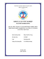 Khóa luận tốt nghiệp: Thực trạng và giải pháp hoàn thiện, phát triển hoạt động Marketing tại Công ty Cổ phần Alugvina Việt Nam