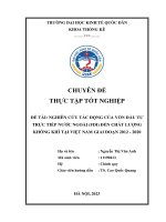 Chuyên đề thực tập tốt nghiệp: Nghiên cứu tác động của vốn đầu tư trực tiếp nước ngoài (FDI) đến chất lượng không khí tại Việt Nam