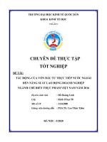 Chuyên đề thực tập tốt nghiệp: Tác động của vốn đầu tư trực tiếp nước ngoài đến năng suất lao động doanh nghiệp ngành chế biến thực phẩm việt nam năm 2016