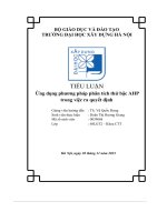 tiểu luận ứng dụng phương pháp phân tích thứ bậc ahp trong việc ra quyết định