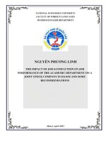 Chuyên đề tốt nghiệp: The impact of job satisfaction on job performance of the academic department on a joint stock company in hanoi and some recommendations