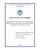Chuyên đề tốt nghiệp: Phân tích các nhân tố ảnh hưởng tới kim ngạch xuất khẩu nông sản Việt Nam sang thị trường EU giai đoạn 2013-2022