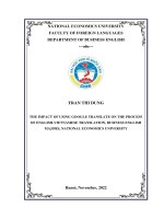 Chuyên đề tốt nghiệp: The Impact of using Google Translate on the Process of English-Vietnamese Translation of Business English majors at National Economics University