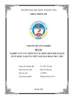 Chuyên đề tốt nghiệp: Nghiên cứu các nhân tố tác động đến kim ngạch xuất khẩu gạo của Việt Nam giai đoạn 2013 - 2022