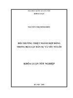 Khóa luận tốt nghiệp: Bồi thường thiệt hại ngoài hợp đồng trong Bộ luật Dân sự và yếu tố lỗi