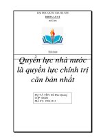 Tiểu luận: Quyền lực nhà nước là quyền lực chính trị căn bản nhất