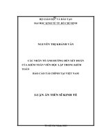 Các nhân tố ảnh hưởng đến xét đoán của kiểm toán viên độc lập trong kiểm toán báo cáo tài chính tại Việt Nam