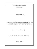 Khóa luận tốt nghiệp: Cách mạng công nghiêp 4.0 và những tác động tới luật sở hữu trí tuệ Việt Nam