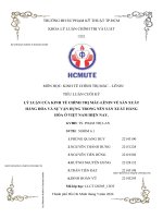 Tiểu luận Kinh Tế Chính Trị - đề tài: LÝ LUẬN CỦA KINH TẾ CHÍNH TRỊ MÁC-LÊNIN VỀ SẢN XUẤT HÀNG HÓA VÀ SỰ VẬN DỤNG TRONG NỀN SẢN XUẤT HÀNG HÓA Ở VIỆT NAM HIỆN NAY.