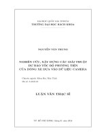 nghiên cứu xây dựng các giải thuật dự báo tốc độ phương tiện của dòng xe dựa vào dữ liệu camera