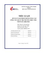 tiểu luận đề xuất giải pháp nhằm nâng cao công tác quản trị thương hiệu cho vietnam airlines