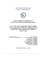 các yếu tố ảnh hưởng đến ý định lựa chọn mua sắm qua shopee của sinh viên học viện hàng không việt nam