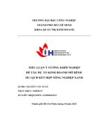 tiểu luận tiểu luận ý tưởng khởi nghiệp đề tài dự án kinh doanh mô hình du lịch kết hợp nông nghiệp xanh