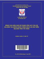 nâng cao hiệu quả sử dụng vốn vay của hộ gia đình ngân hàng chính sách xã hội trên địa bàn tỉnh tây ninh