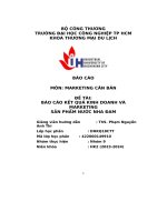 đề tài báo cáo kết quả kinh doanh vàmarketingsản phẩm nước nha đam