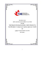 tiểu luận tội phạm xâm hại danh dự nhân phẩm củangười khác và bạo lực mạng bạo lực ngôntừ